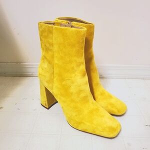 Yellow Squared Toe Ankle Bootie
